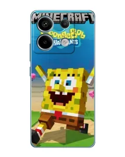 Чехол для Xiaomi Redmi Note 13 Pro с картинкой «Губка Боб Minecraft»