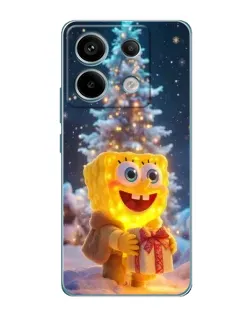 Чехол для Xiaomi Redmi Note 13 Pro с картинкой «Рождественский Спанч Боб»