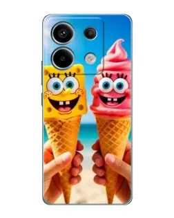Чехол для Xiaomi Redmi Note 13 Pro с картинкой «Спанч Боб мороженое»