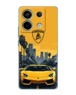 Чохол для Xiaomi Redmi Note 13 Pro з картинкою «Жовтий Lamborghini місто»