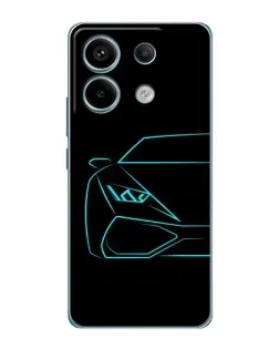Чохол для Xiaomi Redmi Note 13 Pro з картинкою «Блакитний силует Lamborghini»