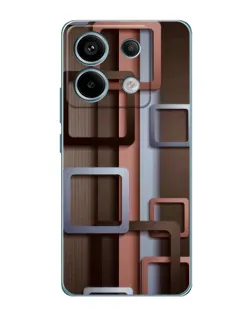 Чехол для Xiaomi Redmi Note 13 Pro с картинкой «Коричневые объемные квадраты»