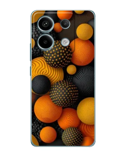 Чехол для Xiaomi Redmi Note 13 Pro с картинкой «Объемные оранжевые сферы»