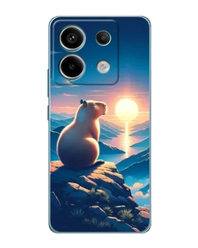 Чехол для Xiaomi Redmi Note 13 Pro с картинкой «Закат солнца с капибарой»
