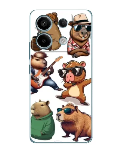 Чехол для Xiaomi Redmi Note 13 Pro с картинкой «Крутые капибары музыканты»