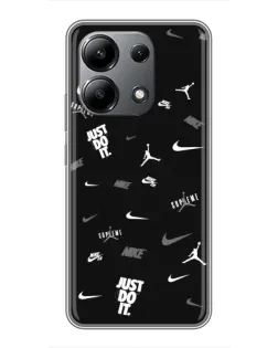 Чехол для Xiaomi Redmi Note 13 (4G) с картинкой «Nike Black Pattern»