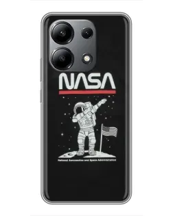 Чехол для Xiaomi Redmi Note 13 (4G) с картинкой «NASA — шагаем по Луне»