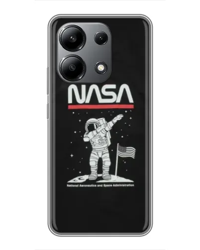 Чехол для Xiaomi Redmi Note 13 (4G) с картинкой «NASA — шагаем по Луне»