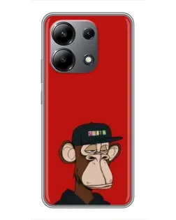 Чехол для Xiaomi Redmi Note 13 (4G) с картинкой «Bored Ape — красный фон»