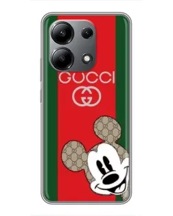 Чехол для Xiaomi Redmi Note 13 (4G) с картинкой «Gucci — полосы и Микки»