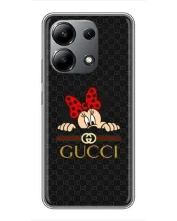 Чехол для Xiaomi Redmi Note 13 (4G) с картинкой «Минни Маус Gucci — черный»