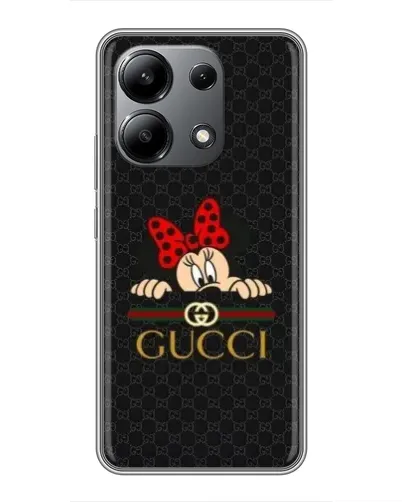 Чехол для Xiaomi Redmi Note 13 (4G) с картинкой «Минни Маус Gucci — черный»