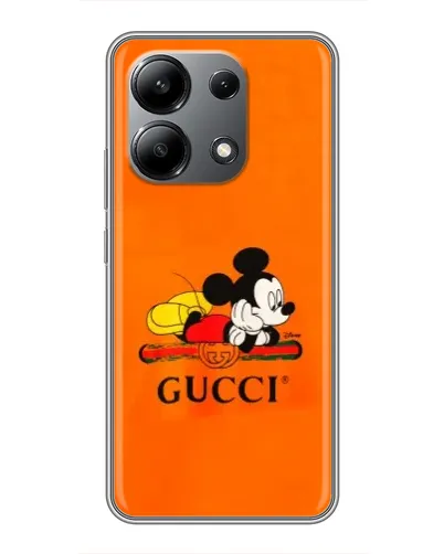 Чехол для Xiaomi Redmi Note 13 (4G) с картинкой «Микки Маус Gucci — оранж»