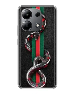 Чехол для Xiaomi Redmi Note 13 (4G) с картинкой «Gucci — змея на полосе»