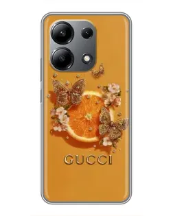 Чехол для Xiaomi Redmi Note 13 (4G) с картинкой «Gucci — золотые бабочки»
