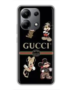 Чехол для Xiaomi Redmi Note 13 (4G) с картинкой «Gucci — герои Disney и монограмма»