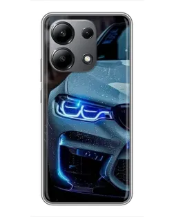 Чехол для Xiaomi Redmi Note 13 (4G) с картинкой «Взгляд BMW с синими фарами»