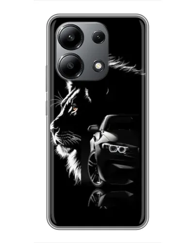 Чехол для Xiaomi Redmi Note 13 (4G) с картинкой «BMW и лев»
