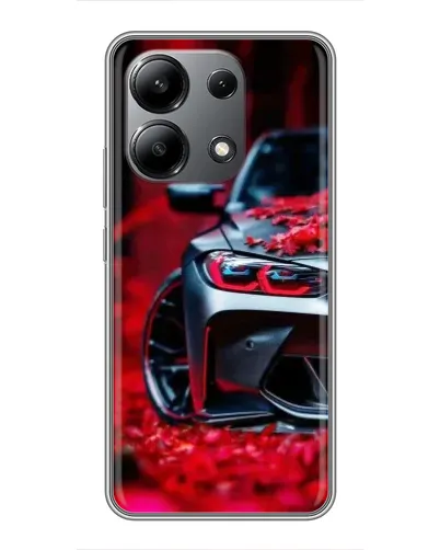 Чехол для Xiaomi Redmi Note 13 (4G) с картинкой «Спортивная BMW и цветы»