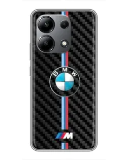 Чехол для Xiaomi Redmi Note 13 (4G) с картинкой «Эмблема BMW и карбон»