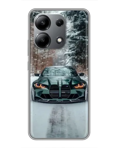 Чехол для Xiaomi Redmi Note 13 (4G) с картинкой «BMW в зимнем лесу»