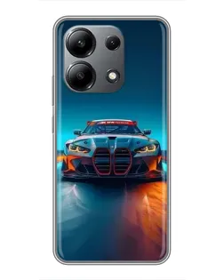 Чехол для Xiaomi Redmi Note 13 (4G) с картинкой «BMW — огни неона»