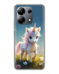 Чехол для Xiaomi Redmi Note 13 (4G) с картинкой «Единорог на поляне»