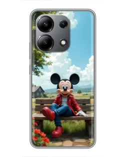Чехол для Xiaomi Redmi Note 13 (4G) с картинкой «Микки на скамейке»