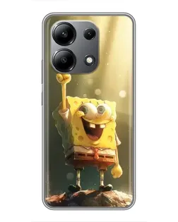 Чехол для Xiaomi Redmi Note 13 (4G) с картинкой «Сияющий Спанч Боб»