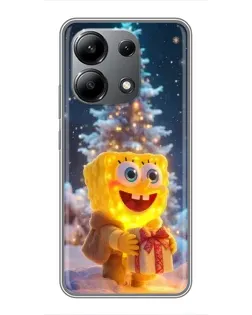 Чехол для Xiaomi Redmi Note 13 (4G) с картинкой «Рождественский Спанч Боб»