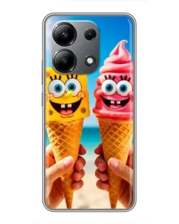 Чехол для Xiaomi Redmi Note 13 (4G) с картинкой «Спанч Боб мороженое»
