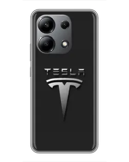 Чехол для Xiaomi Redmi Note 13 (4G) с картинкой «Стальной логотип Tesla»