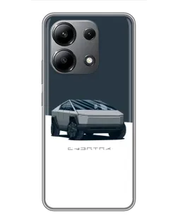 Чехол для Xiaomi Redmi Note 13 (4G) с картинкой «Серебристый Cybertruck Tesla»
