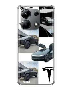 Чехол для Xiaomi Redmi Note 13 (4G) с картинкой «Коллаж Cybertruck Tesla»