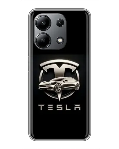 Чехол для Xiaomi Redmi Note 13 (4G) с картинкой «Tesla — серебристое авто»