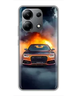 Чехол для Xiaomi Redmi Note 13 (4G) с картинкой «Audi в огненном дыму»