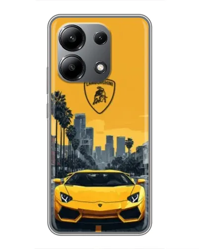 Чехол для Xiaomi Redmi Note 13 (4G) с картинкой «Желтый Lamborghini город»