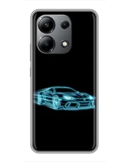 Чехол для Xiaomi Redmi Note 13 (4G) с картинкой «Неоновый контур Lamborghini»