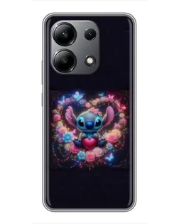 Чехол для Xiaomi Redmi Note 13 (4G) с картинкой «Stitch в цветах»