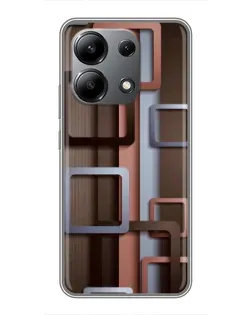 Чехол для Xiaomi Redmi Note 13 (4G) с картинкой «Коричневые объемные квадраты»