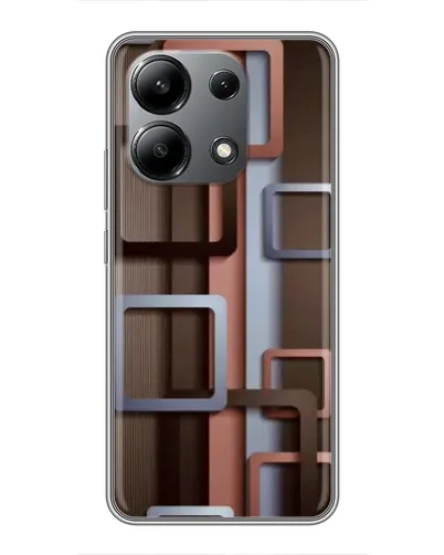 Чехол для Xiaomi Redmi Note 13 (4G) с картинкой «Коричневые объемные квадраты»