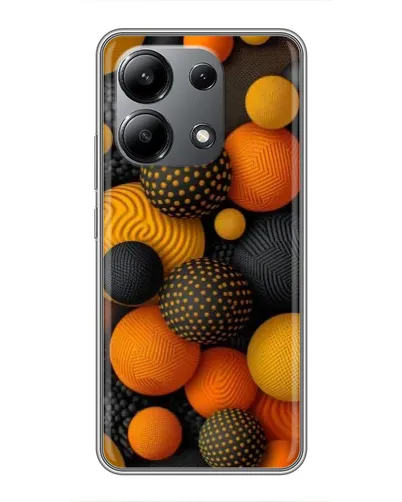 Чехол для Xiaomi Redmi Note 13 (4G) с картинкой «Объемные оранжевые сферы»