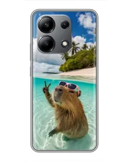 Чехол для Xiaomi Redmi Note 13 (4G) с картинкой «Капибара на море»