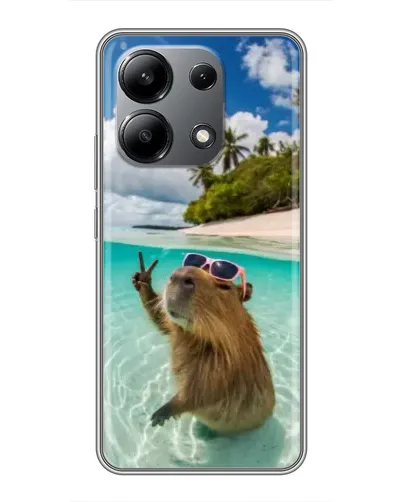 Чехол для Xiaomi Redmi Note 13 (4G) с картинкой «Капибара на море»