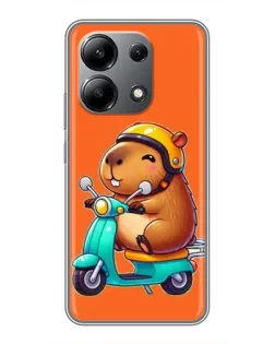 Чехол для Xiaomi Redmi Note 13 (4G) с картинкой «Капибара на скутере»