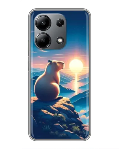 Чехол для Xiaomi Redmi Note 13 (4G) с картинкой «Закат солнца с капибарой»