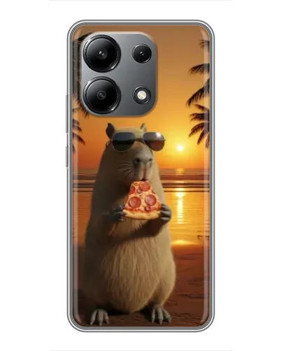 Чехол для Xiaomi Redmi Note 13 (4G) с картинкой «Капибара с пиццей»