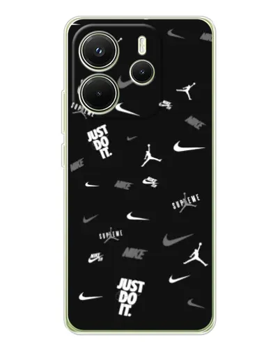 Чехол для Xiaomi Redmi Note 14 4G (Global) с картинкой «Nike Black Pattern»