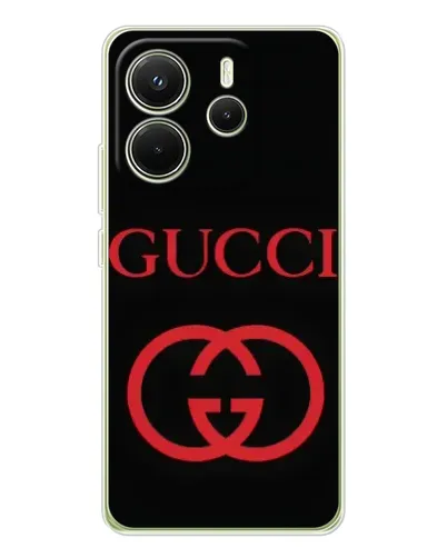 Чехол для Xiaomi Redmi Note 14 4G (Global) с картинкой «Gucci — красный логотип»