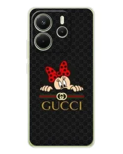 Чехол для Xiaomi Redmi Note 14 4G (Global) с картинкой «Минни Маус Gucci — черный»